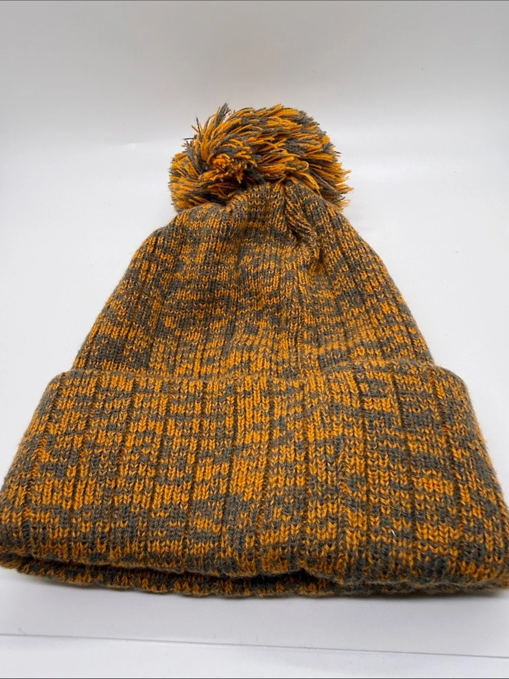 Unisex Teva Pom Pom Gray and Orange Beanie New Without Tags